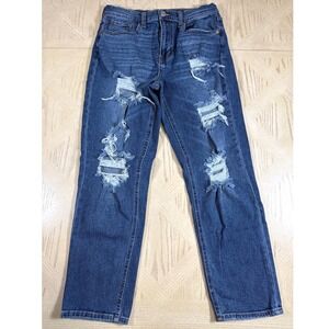 Aeropostale Stretch‎ Mom Blue Jeans Distressed Ripped Denim Ankle Short Womens 6